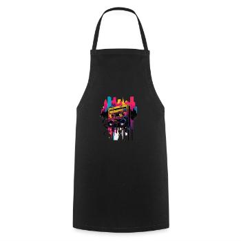 Retro Mixtape - Kochschürze - Schwarz - Vorne - AI Model Male 185 dark (185cm)
