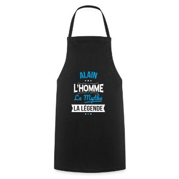 Alain - L'Homme - Le Mythe - La Légende - Tablier de cuisine - noir - Devant - AI Model Male 185 dark (185cm)