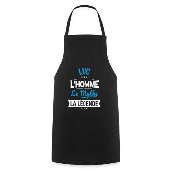 Luc - L'Homme - Le Mythe - La Légende - Tablier de cuisine - noir - Devant - AI Model Male 185 dark (185cm)