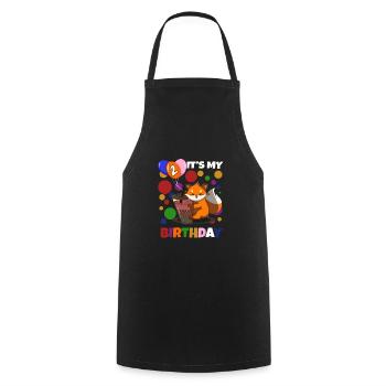 2nd Birthday Fox - Cooking Apron - black - Front - AI Model Male 185 dark (185cm)