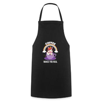 Coffee makes you real - Cooking Apron - black - Front - AI Model Male 185 dark (185cm)