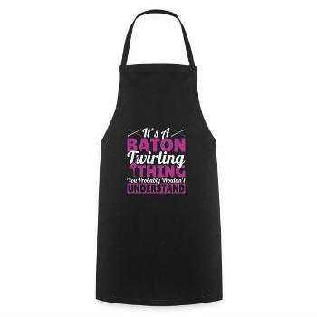 Bâton Twirling Bâton Twirler cadeau - Tablier de cuisine - noir - Devant - AI Model Male 185 dark (185cm)