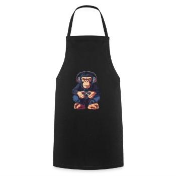 Chimpanzee Video Game - Cooking Apron - black - Front - AI Model Male 185 dark (185cm)