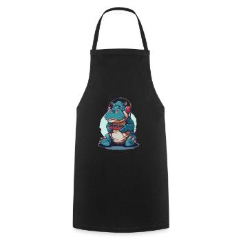 Hippo Videospiel - Kochschürze - Schwarz - Vorne - AI Model Male 185 dark (185cm)