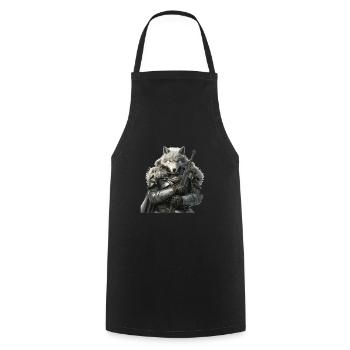 Wolf Knight Moyen Âge - Tablier de cuisine - noir - Devant - AI Model Male 185 dark (185cm)