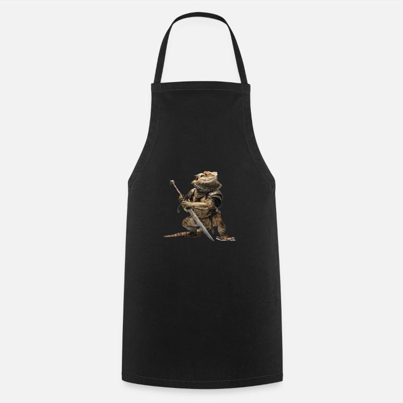 Chevalier Dragon Barbu Médiéval - Tablier de cuisine - noir