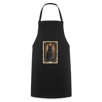 Katzengöttin Tarot - Kochschürze - Schwarz - Vorne - AI Model Male 185 dark (185cm)