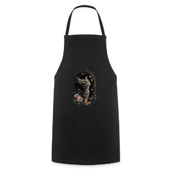 American Shorthair Cat - Cooking Apron - black - Front - AI Model Male 185 dark (185cm)
