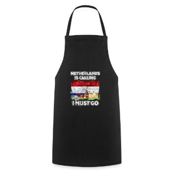 Netherlands - Cooking Apron - black - Front - AI Model Male 185 dark (185cm)