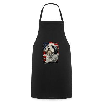 American Flag Bobtail - Cooking Apron - black - Front - AI Model Male 185 dark (185cm)