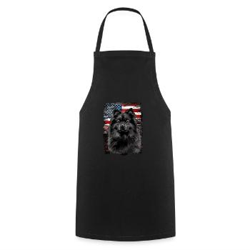 Keeshond America Usa - Cooking Apron - black - Front - AI Model Male 185 dark (185cm)