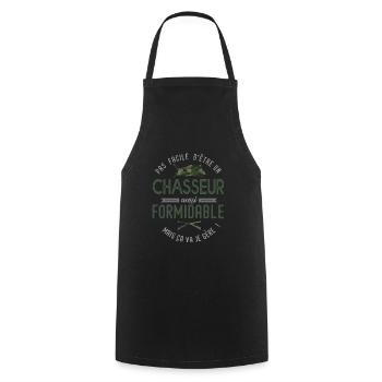 chasseur formidable humour homme papa chasse - Tablier de cuisine - noir - Devant - AI Model Male 185 dark (185cm)