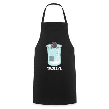 1 mole / liter chemistry laboratory chemist nerd geek mol - Cooking Apron - black - Front - AI Model Male 185 dark (185cm)