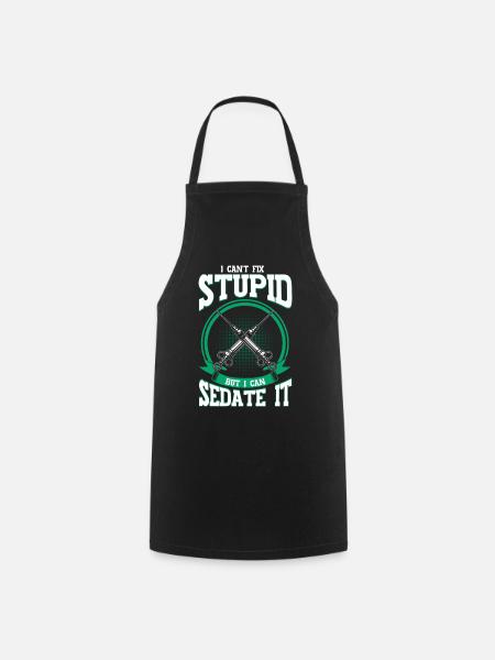 Anesthesia Doctor CRNA Anesthesiologist - Cooking Apron - black