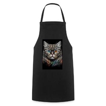 Morgenmuffel Besserwisser Katze Brille Ink - Kochschürze - Schwarz - Vorne - AI Model Male 185 dark (185cm)