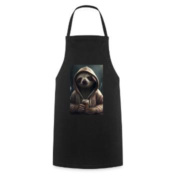 Sloth morning grouch coffee colleague office - Cooking Apron - black - Front - AI Model Male 185 dark (185cm)