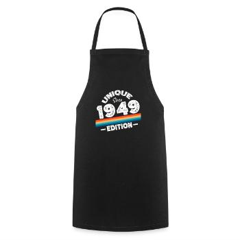 Unique depuis 1949 Edition Anniversaire Millésime 1949 - Tablier de cuisine - noir - Devant - AI Model Male 185 dark (185cm)