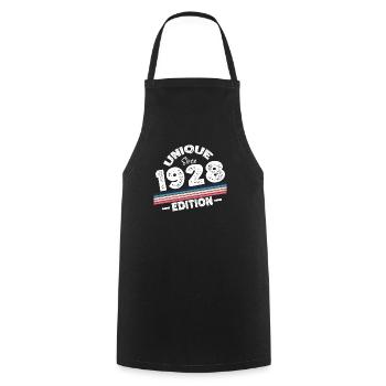 Unique depuis 1928 Edition Anniversaire Millésime 1928 - Tablier de cuisine - noir - Devant - AI Model Male 185 dark (185cm)