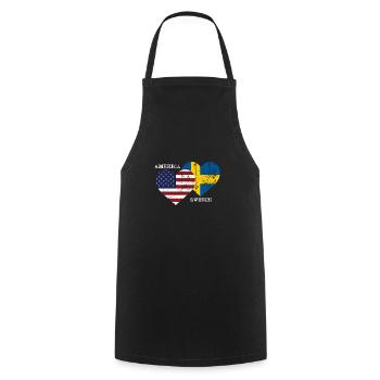 Sweden America Gift Flag Drôle Etats-Unis - Tablier de cuisine - noir - Devant - AI Model Male 185 dark (185cm)