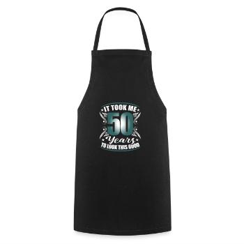 50th birthday - Cooking Apron - black - Front - AI Model Male 185 dark (185cm)