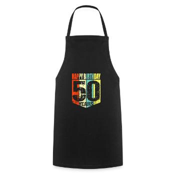 50ème anniversaire - Tablier de cuisine - noir - Devant - AI Model Male 185 dark (185cm)