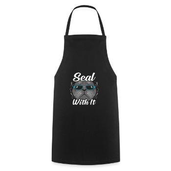 Seal Seal Water Sea Sweet Gift - Cooking Apron - black - Front - AI Model Male 185 dark (185cm)