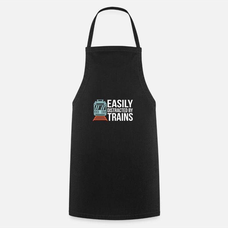 Train trains model railroad railway gift - Cooking Apron - black