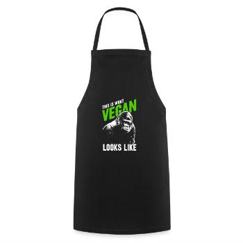 végétalien - Tablier de cuisine - noir - Devant - AI Model Male 185 dark (185cm)
