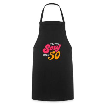 50th birthday - Cooking Apron - black - Front - AI Model Male 185 dark (185cm)
