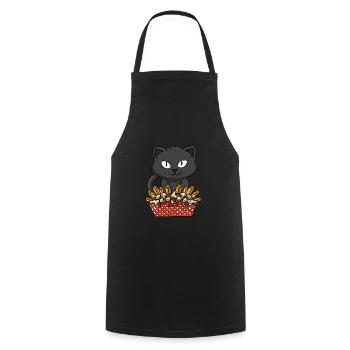 Kanadische Poutine Pommes Frites Mittagessen - Kochschürze - Schwarz - Vorne - AI Model Male 185 dark (185cm)
