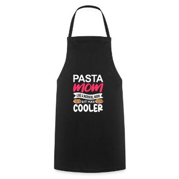 Pasta Mom like a normal mom, but lots of cool - Cooking Apron - black - Front - AI Model Male 185 dark (185cm)