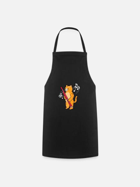 Cat joue du basson pour bassoniste - Tablier de cuisine - noir