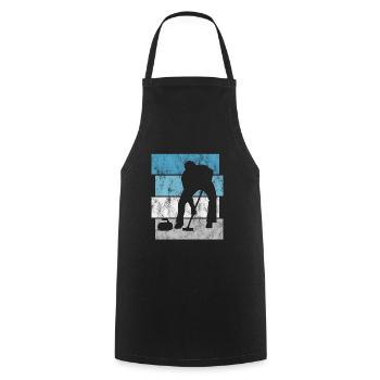Curling sur glace Curling Retro Cadeau - Tablier de cuisine - noir - Devant - AI Model Male 185 dark (185cm)