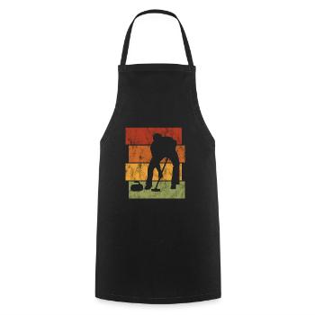 Curling sur glace Curling Retro Cadeau - Tablier de cuisine - noir - Devant - AI Model Male 185 dark (185cm)