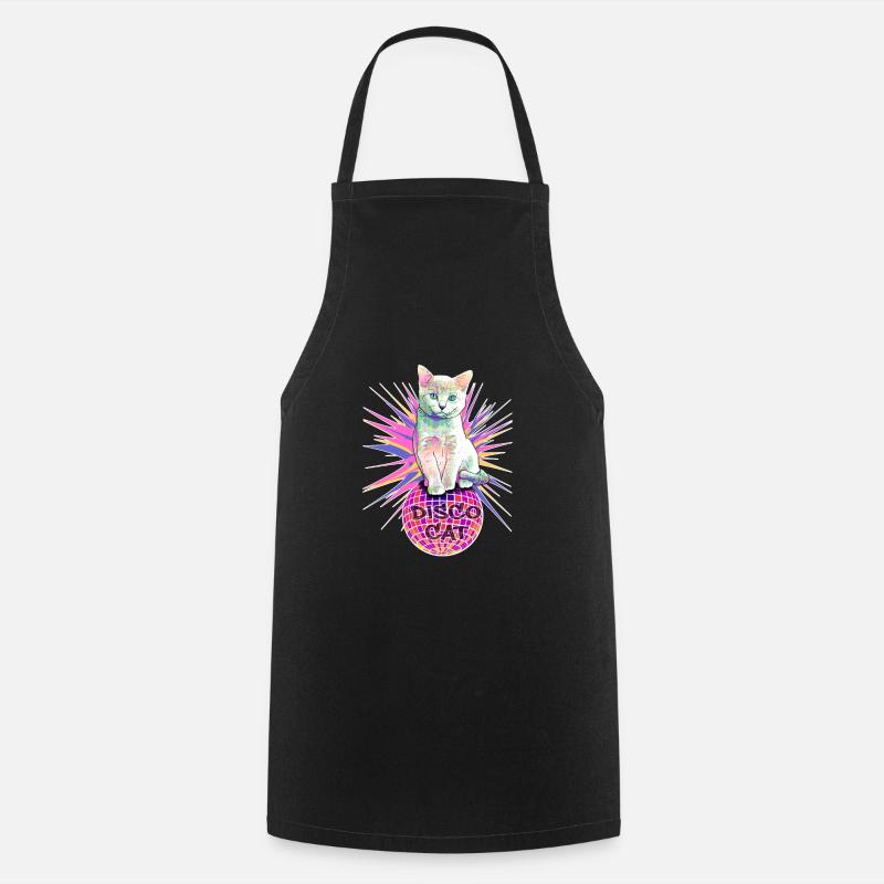 Disco Cat - Cooking Apron - black