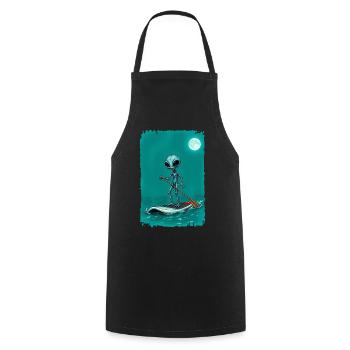 Alien on a Stand up Paddle Board 1 - Kochschürze - Schwarz - Vorne - AI Model Male 185 dark (185cm)