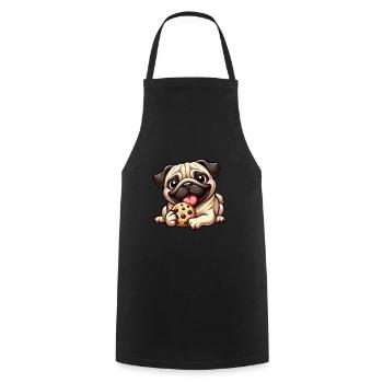 Süßer Mops Keks Cartoon Dessert Nachtisch - Kochschürze - Schwarz - Vorne - AI Model Male 185 dark (185cm)