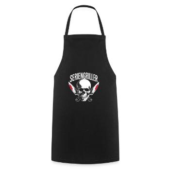 Skull Seriengriller mit gekreuzten Grillmessern - Kochschürze - Schwarz - Vorne - AI Model Male 185 dark (185cm)