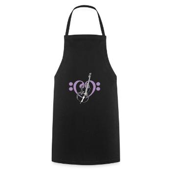 Cœur de clés basses avec contrebasse - Tablier de cuisine - noir - Devant - AI Model Male 185 dark (185cm)