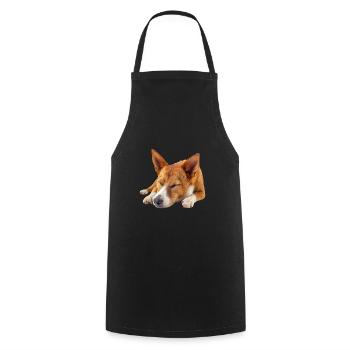 Basenji - Kochschürze - Schwarz - Vorne - AI Model Male 185 dark (185cm)