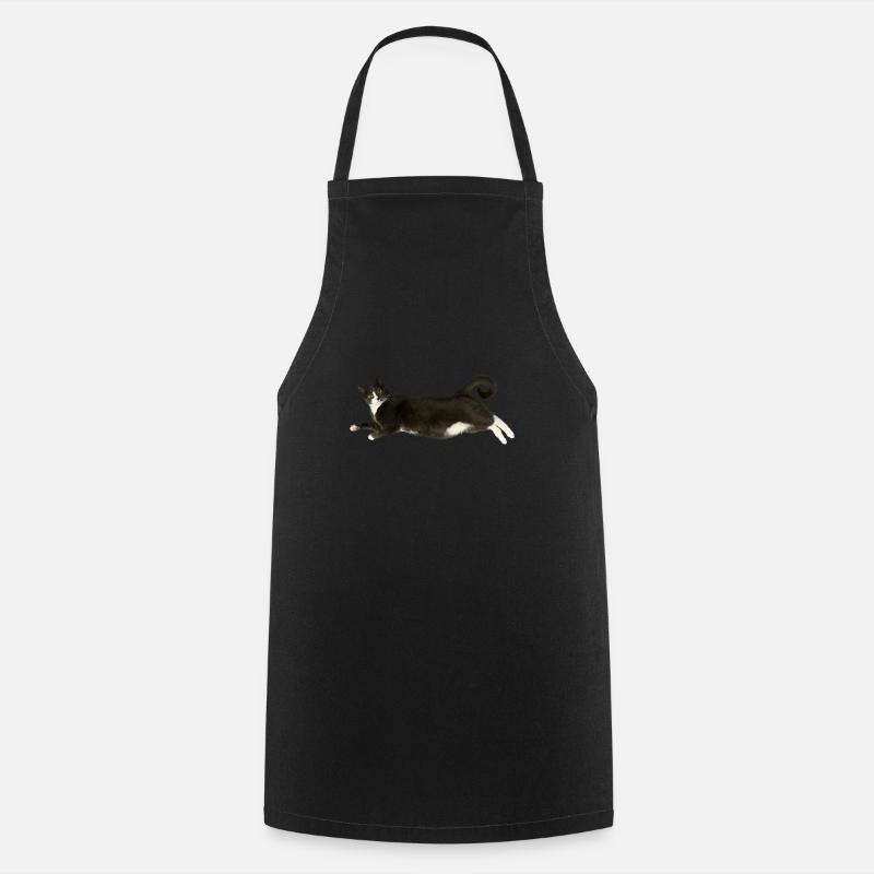 Chat gris blanc - Tablier de cuisine - noir