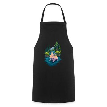 Beautiful illustration of a rabbit - Cooking Apron - black - Front - AI Model Male 185 dark (185cm)