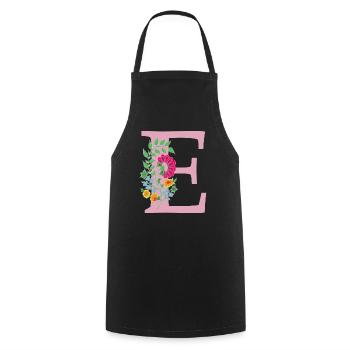 flower 12 red with e - Cooking Apron - black - Front - AI Model Male 185 dark (185cm)