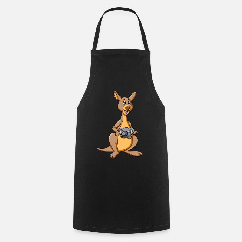 Kangourou avec koala dans une pochette - kangourou avec koala - Tablier de cuisine - noir