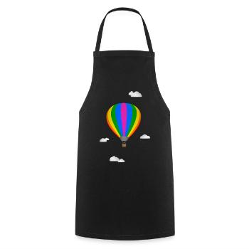 Montgolfière et nuages dans le ciel - Tablier de cuisine - noir - Devant - AI Model Male 185 dark (185cm)