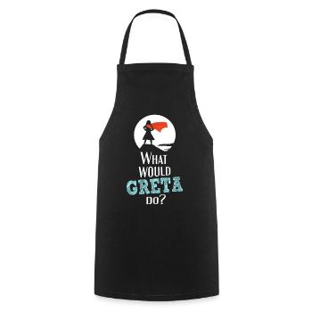 What would Greta do? - White Superhero Edition - Cooking Apron - black - Front - AI Model Male 185 dark (185cm)