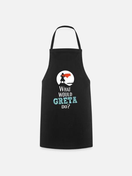 What would Greta do? - White Superhero Edition - Kochschürze - Schwarz