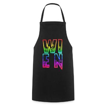 wien rs regenbogen - Kochschürze - Schwarz - Vorne - AI Model Male 185 dark (185cm)