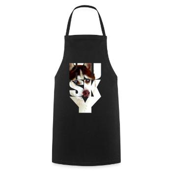 Husky Kupfer rot Kopf im Text - Kochschürze - Schwarz - Vorne - AI Model Male 185 dark (185cm)