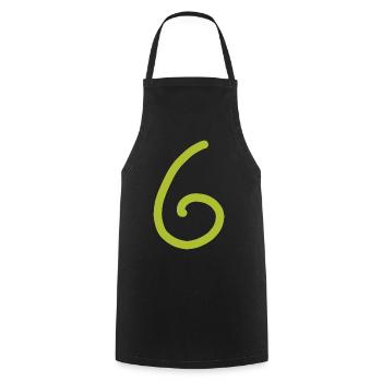 6 Numéro six chiffre vert Anniversaire - Tablier de cuisine - noir - Devant - AI Model Male 185 dark (185cm)